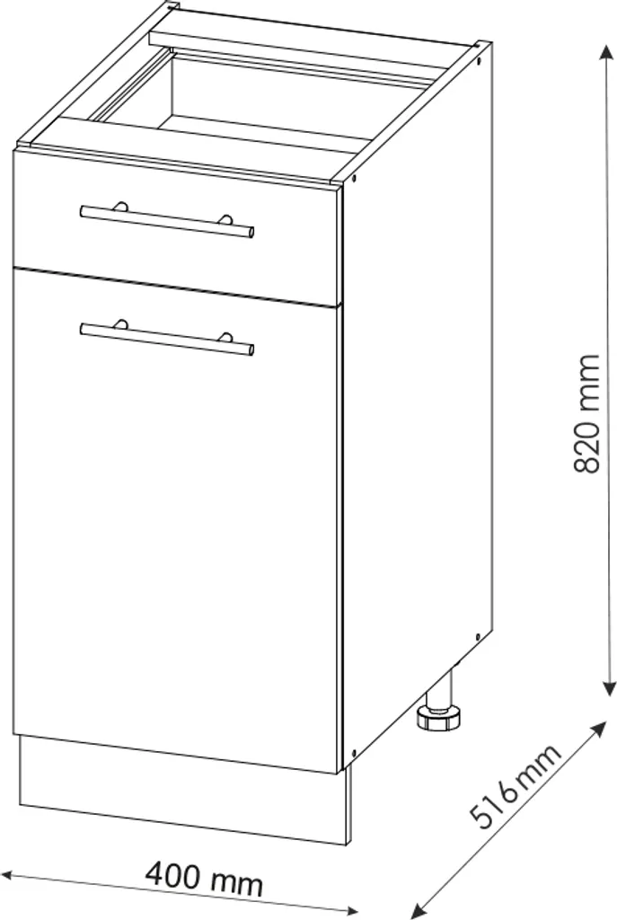 Vicco mobiletto base per cucina Fame-Line, 40 cm senza piano di lavoro, Bianco lucido/Quercia dorata - 2