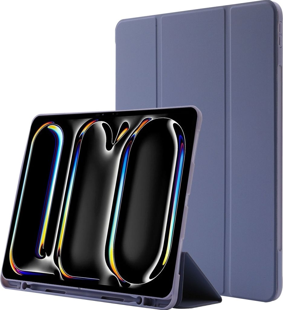 Mobigear Tri-Fold Gel iPad Pro 11 Zoll (2024) Hülle TPU,Kunstleder Klapphülle + Stifthalter - Lila