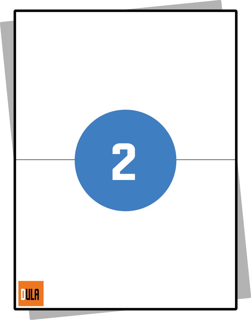 DULA Etiketten - Stickervellen A4 - 2 Stickers per vel - 210 x 148 mm - 25 vel