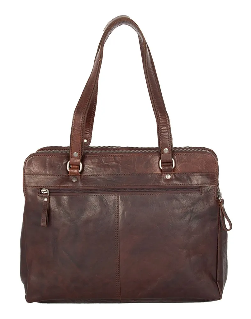 Protégez votre Laptop avec ce Sac d'Épaule en Cuir Marron Anti-Choc - 3