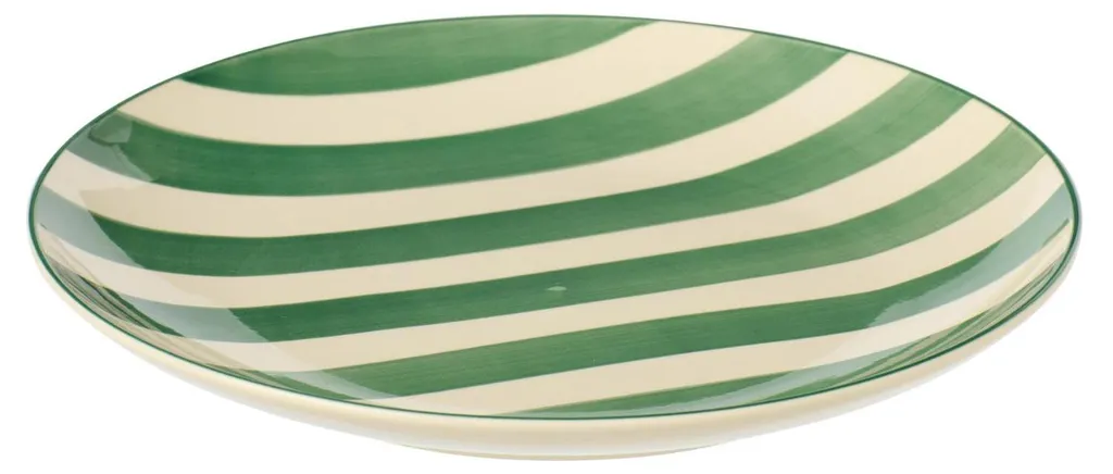 Assiette J-Line grès rayée vert blanc - Vaisselle durable anti-rayures