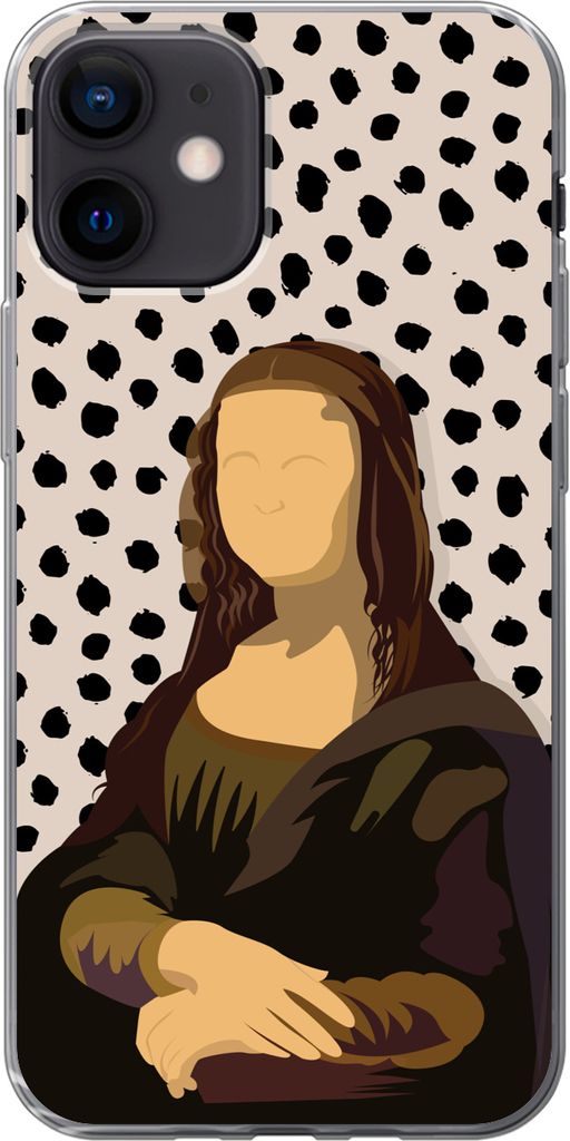 MuchoWow Handyhülle Schutzhülle Hülle für Telefoonhoesje iPhone 12 Pastell - Mona Lisa - Polka dots - Alte Meister Silikon Softcase Handy Hü...