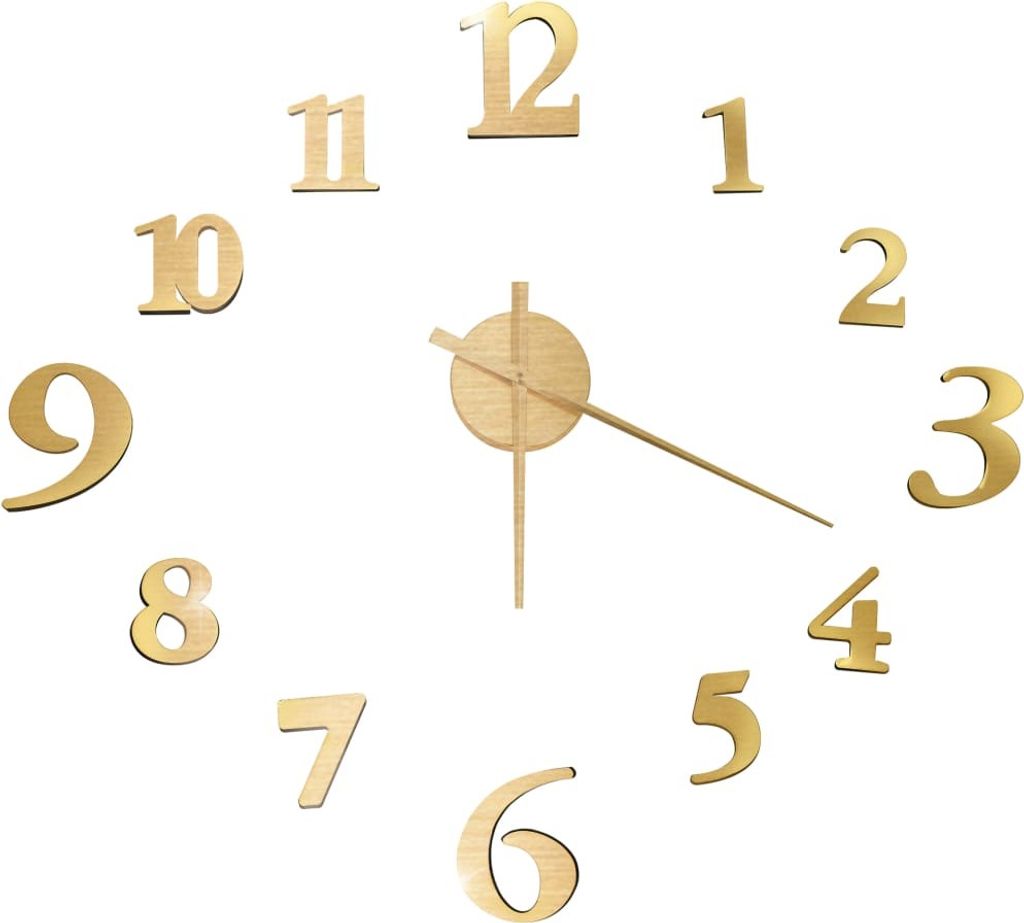 vidaXL Reloj de pared 3D, diseño moderno, color dorado, 100 Imagen del producto 