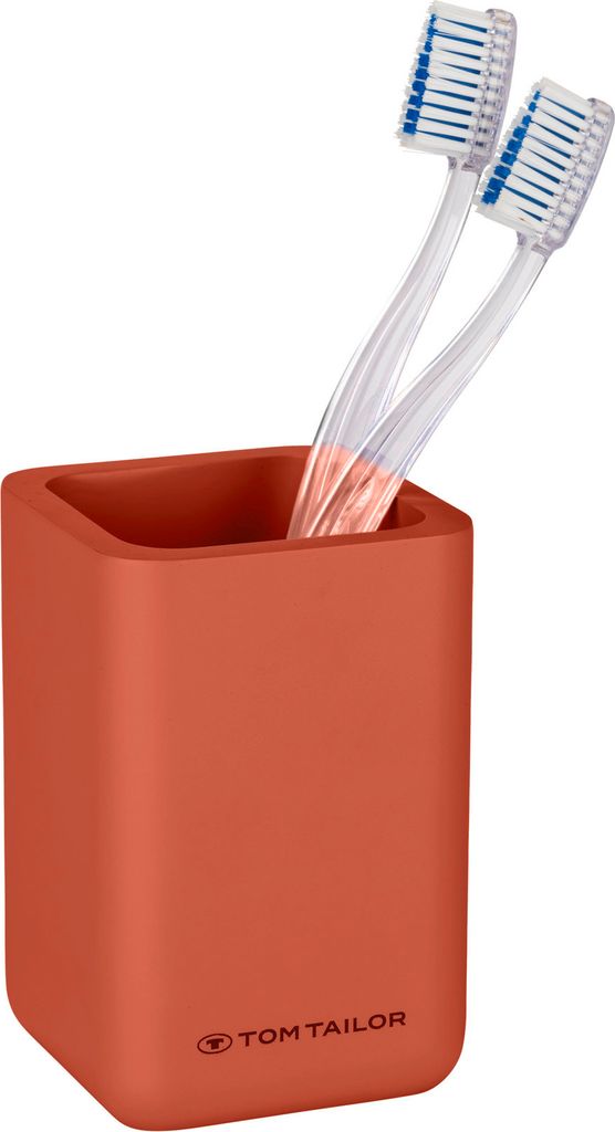 TOM TAILOR Zahnbürstenhalter für Zahnbürste und Zahnpasta, Coral | Zahnputzbecher, Badezimmer Organizer, Zahnbürsten Halter, Zahnbürsten Aufbe...