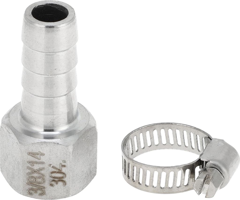 304 Edelstahl Schlauchstutzen 35/64" OD 3/8" BSPT Weibliches Gewindeverbinder für Luft Wasser Öl Gas Kraftstoff 1 Satz Silberton