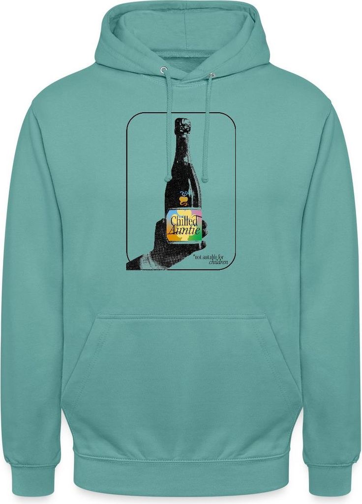 Spreadshirt Chilled Auntie Pop-Art Bottle Uni Hoodie, L, Pastelltürkis