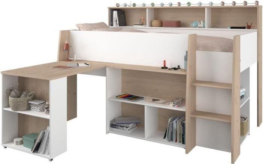 Lit Combiné Enfant PARISOT THEO avec Bureau Rétractable, Image du produit 