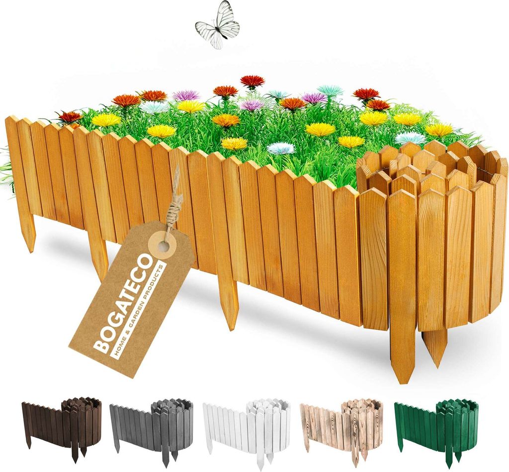 BOGATECO Rollborder Holzlatten | 30cm Hoch & 200cm lang | Produktbild 