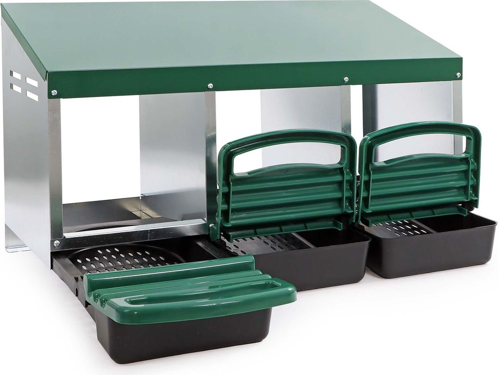 Fudajo Dreier Legenest mit Auffangschale 81 x 52 x 48 cm, Legekasten für Hühner, Hühnernest mit Lüftungslöcher für Luftzirkulation, Kunststof...