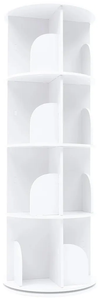Étagère de rangement rotative 360° en bois blanc avec 4 compartiments