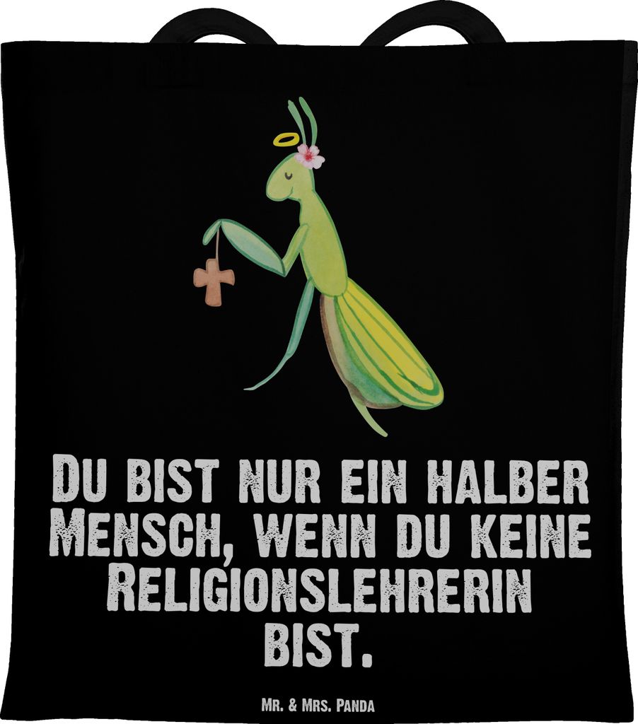 Mr. & Mrs. Panda Uni Tasche Religionslehrerin Herz - Schwarz - Geschenk, Lustig, Witzig, Schultasche, Grundschule, Stoffbeutel, Spruch, Shopping, L...