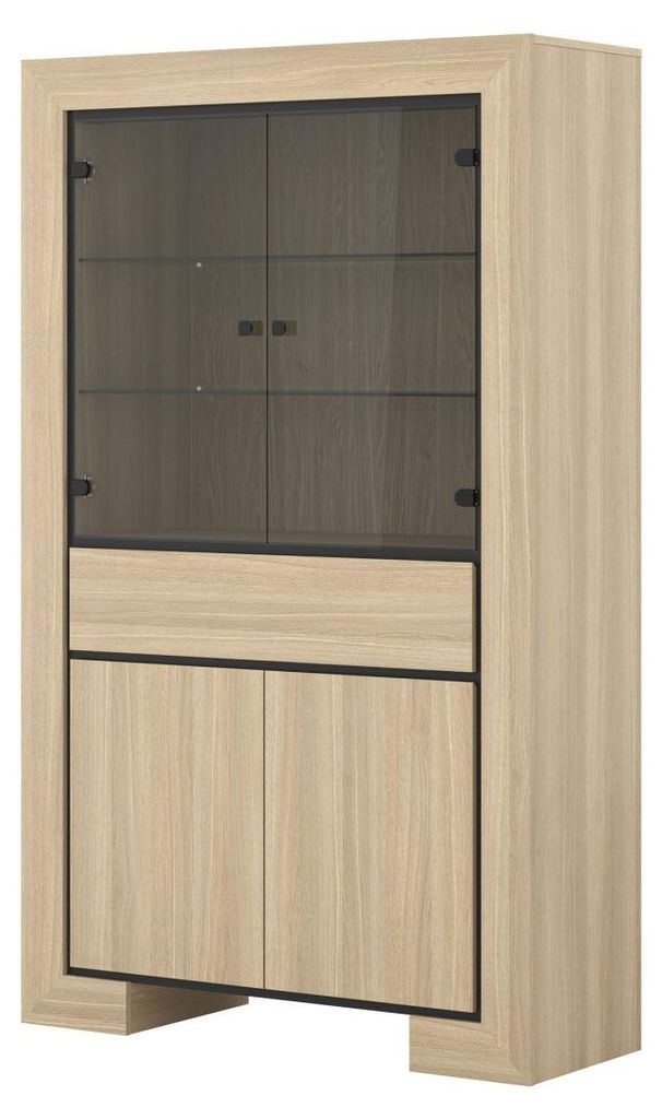 Große COPA Sammelvitrine – 4 Türen und 1 Schublade – Elegante Eiche – Ohne LED-Beleuchtung