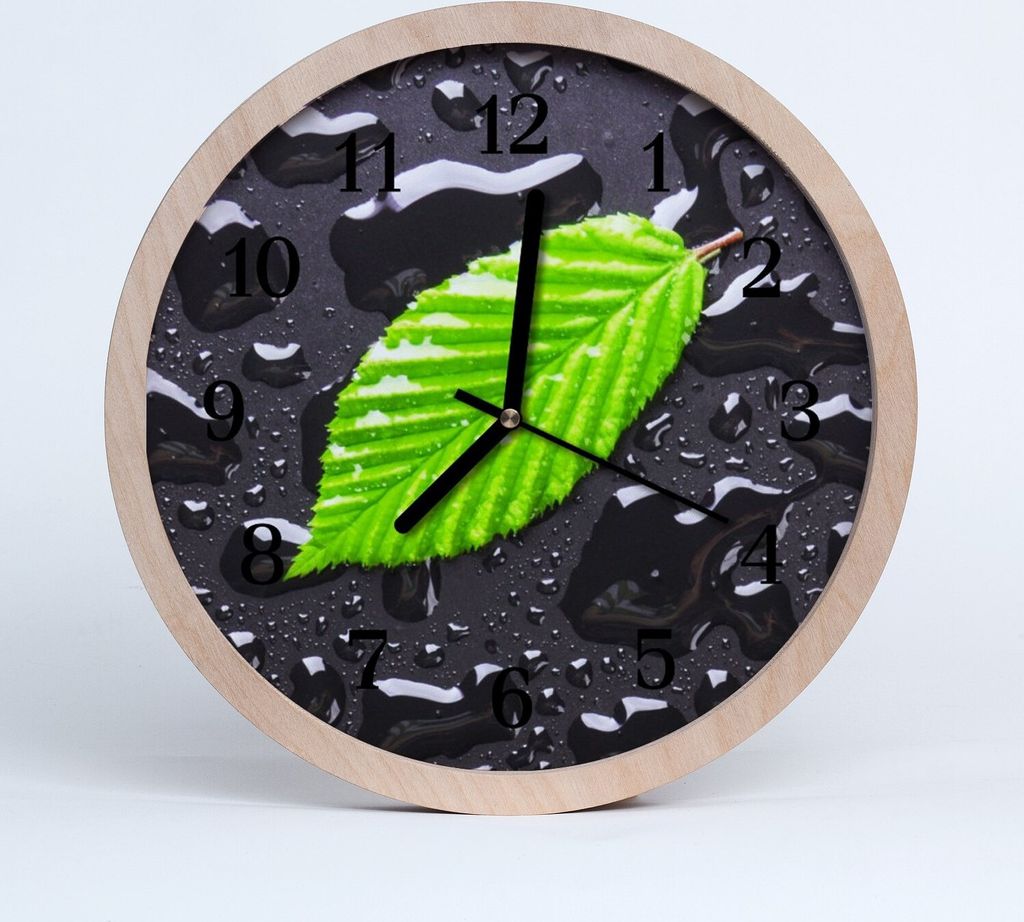 Holzuhr 20fi cm wanduhr - Blatt Blumen