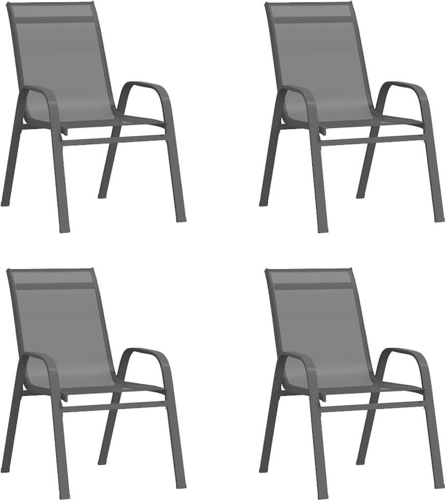 vidaXL Stapelbare Gartenstühle 4 Stk. Grau Textilene Produktbild 