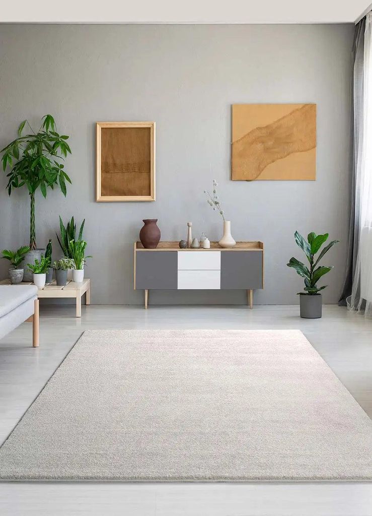 ATTICGO Kurzflorteppich MONTANA Einfarbiger in Weiß, 160x230 cm