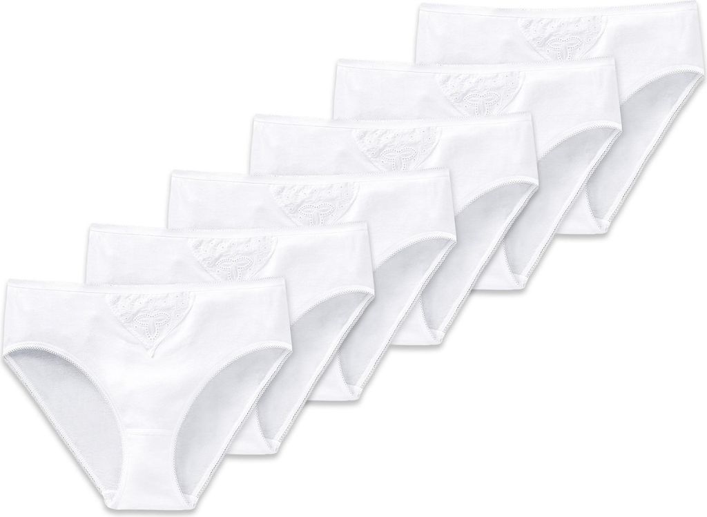 SCHIESSER Damen Tai-Slips, 6er Pack - "Baumwolle Essentials", Tai Pants, Baumwolle Weiß 2XL
