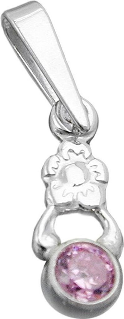 Anhänger Blume Blümchen mit Glasstein pink 925 Silber Kinder Silberanhänger