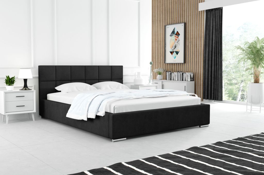 Modernes Polsterbett 200x200 RUBINA 2 - dunkelgrau