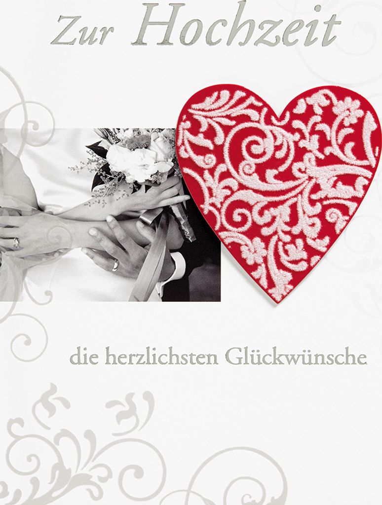 Hochzeit Vermählung Glückwunschkarte im Format 115x17cm mit Umschlag