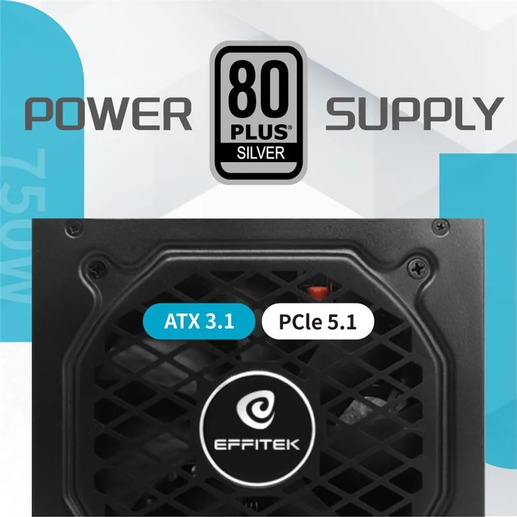 Alimentation 750W Silver ATX 3.1 EFFITEK avec connecteur PCI 5.1 GPU - 4
