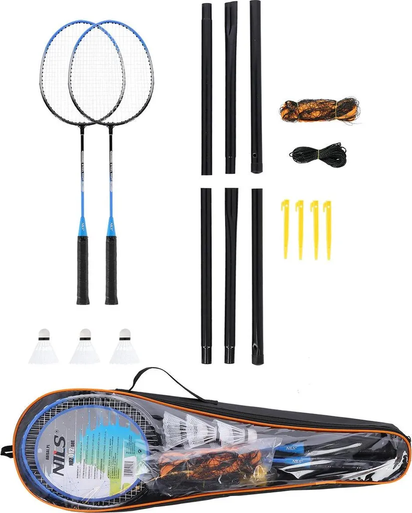 Jeu de badminton pour jardin et plage avec sac de transport en mesh