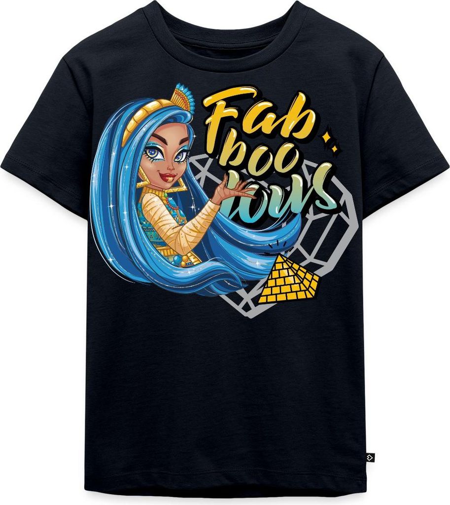 Spreadshirt Monster High Cleo De Nile Fab-Boo-Lous Kinder Premium T-Shirt, 110/116 (4 Jahre), Navy
