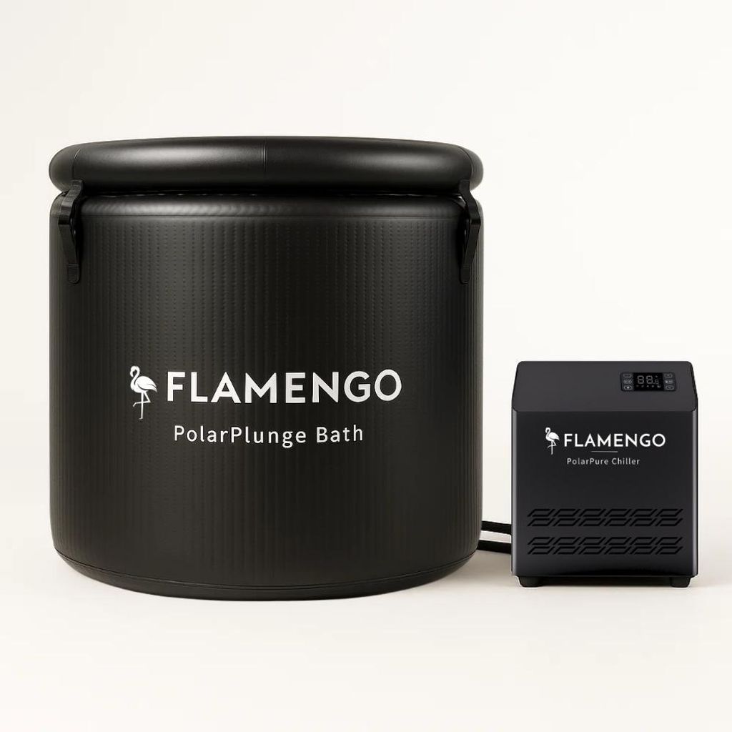 Flamengo PolarPlunge Ice Bath – INKL. Polarpure Chiller Kühl- und Filtersystem, Pro Edition, Eisbad 450 L, 90 cm, Tauchbad, aufblasbares Bad ...