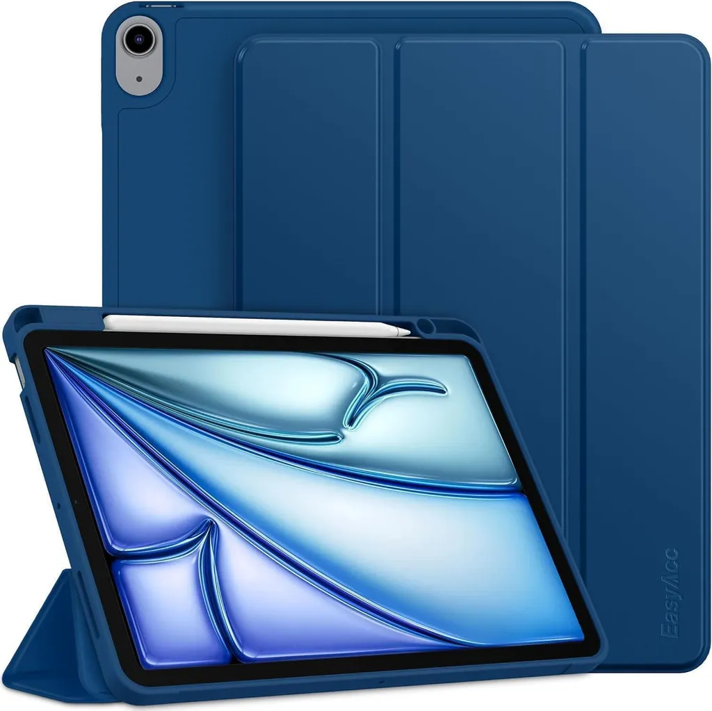 Housse iPad Air M2 11 pouces avec support trifold bleu mer élégant