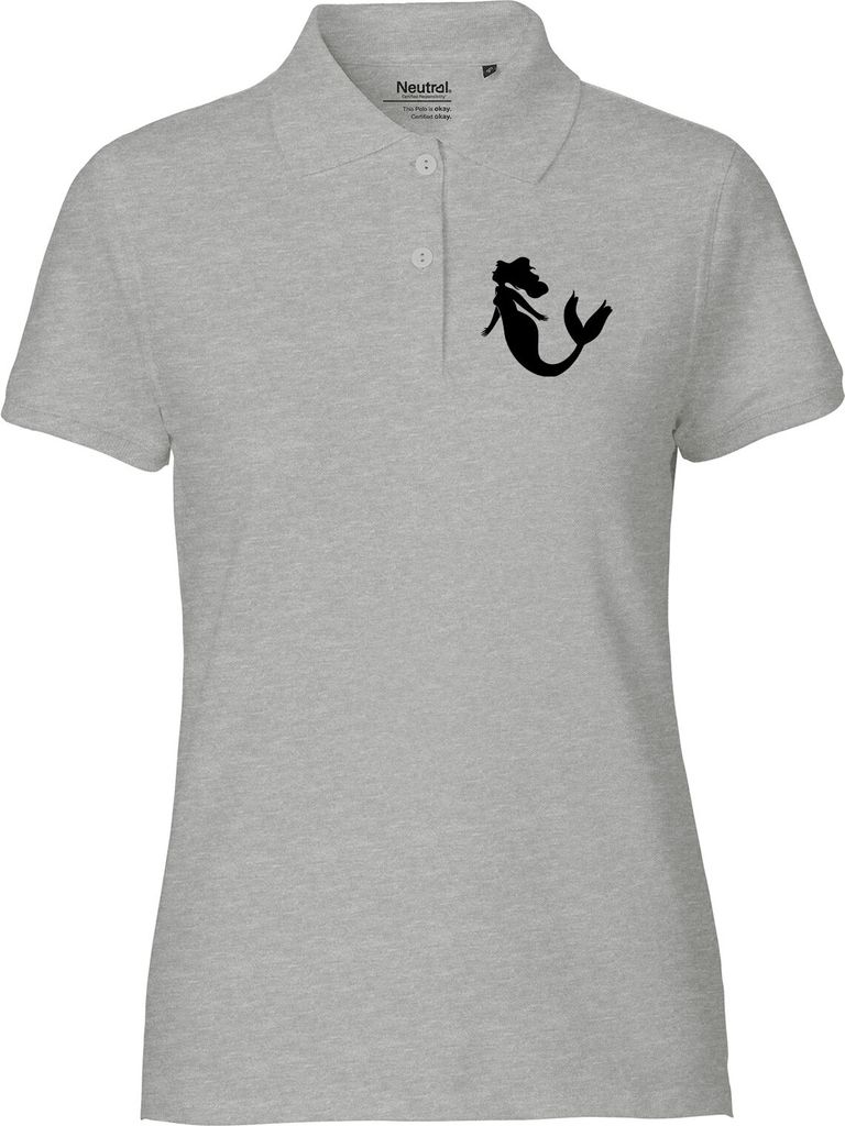 Huuraa Damen Polo Shirt Meerjungfrau Silhouette XXL Sport Grey Bio Baumwolle Fairtrade Poloshirt Geschenkidee