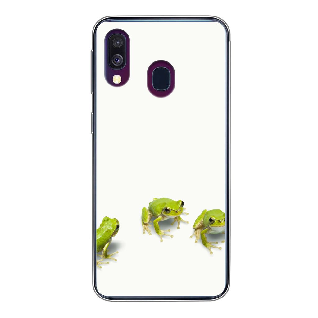 MuchoWow Handyhülle Schutzhülle Hülle für Samsung Galaxy A40 Frosch - Tiere - Grün Silikon Softcase Handy Hülle - Handy-Tasche
