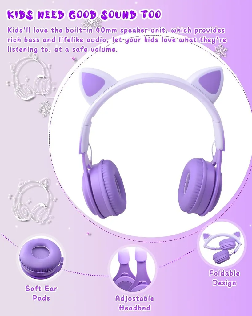 Cuffie Gatto Bambini 2 in 1: Sicurezza e Divertimento con Volume Limitato - 4