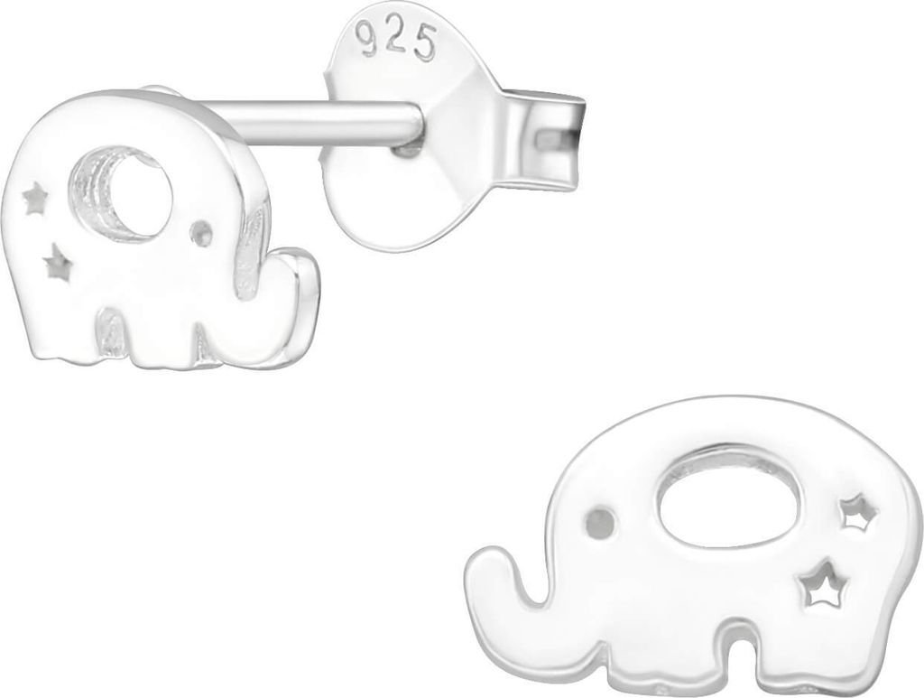 Kinder Ohrringe Ohrstecker 925 Sterling Silber Elefant mit Sternen