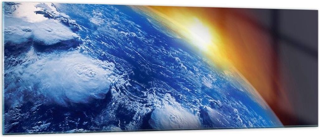 Bilder auf glas - Galaxie Erde Raum - 140x50cm - Glasbilder - Wandbilder - Kunstdruck - zum Aufhängen bereit - Wanddekoration aus Glas - Glas Bild...