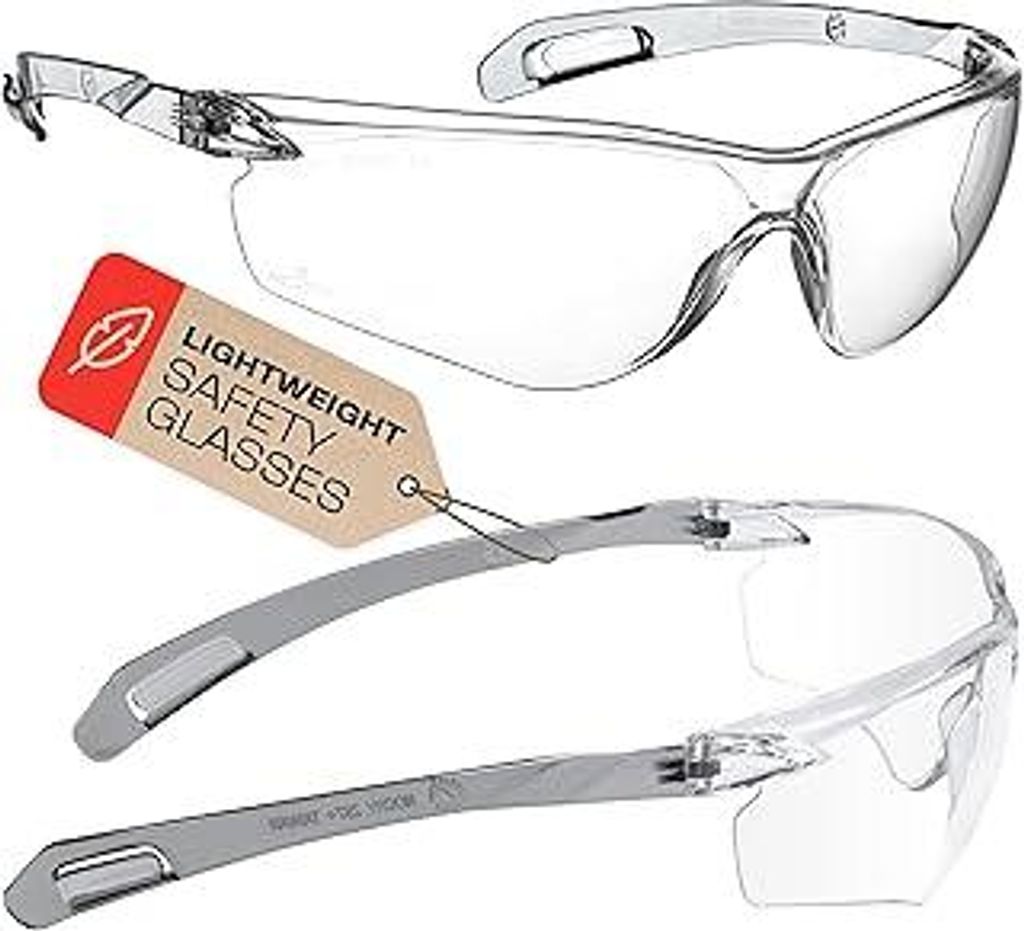 NoCry Schutzbrille nach ANSI Z87.1 Sicherheitsstandard - transparente, kratzfeste Antibeschlag-Gläser, Sicherheitsbrille für Innen- und Außenber...