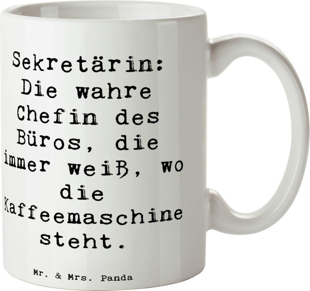 Mr. & Mrs. Panda haferl Spruch Sekretärin Chef - Weiß - Geschenk, Pott, kreative Geschenke, Kaffeetasse, Tasse, Becher, Büroorganisation, mit, B...