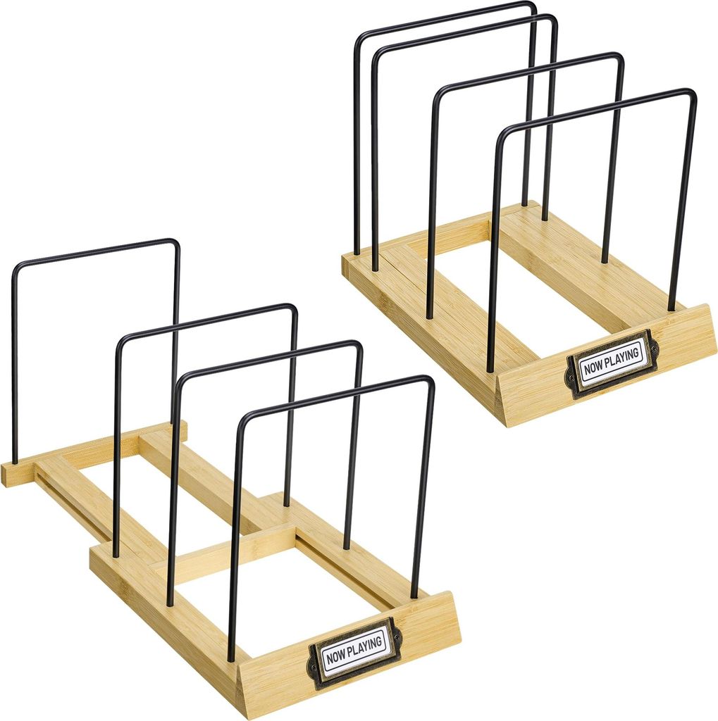 Big Fudge Schallplatten Aufbewahrung für 50 bis 75 Platten - Schallplattenständer aus Bambus - Vinyl Halter Regal - Schallplattenregal Vinyl Hold...