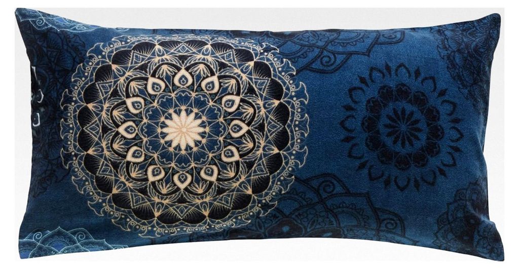 Kissenbezug Flanell - Mandala - warm und temperaturregulierend, mit Reißverschluss - dunkelblau Größe 40x80 cm