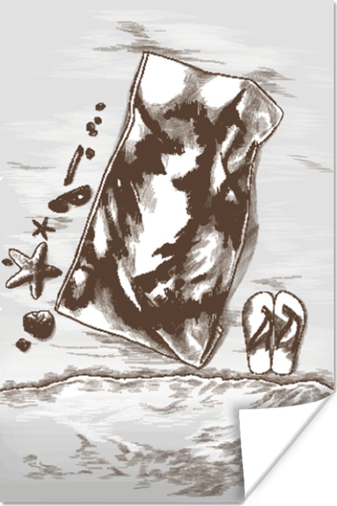 MuchoWow Poster Handtuch - Strand - Hausschuhe 120x180 cm - Kunstposter