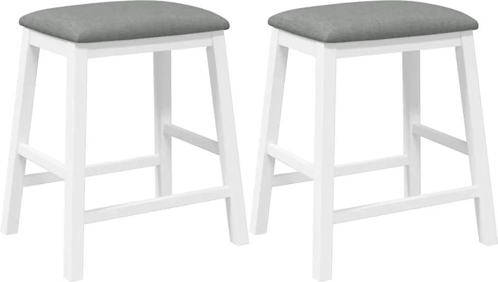 Chaises de bar blanches pour îlot de cuisine en bois massif - Set 2