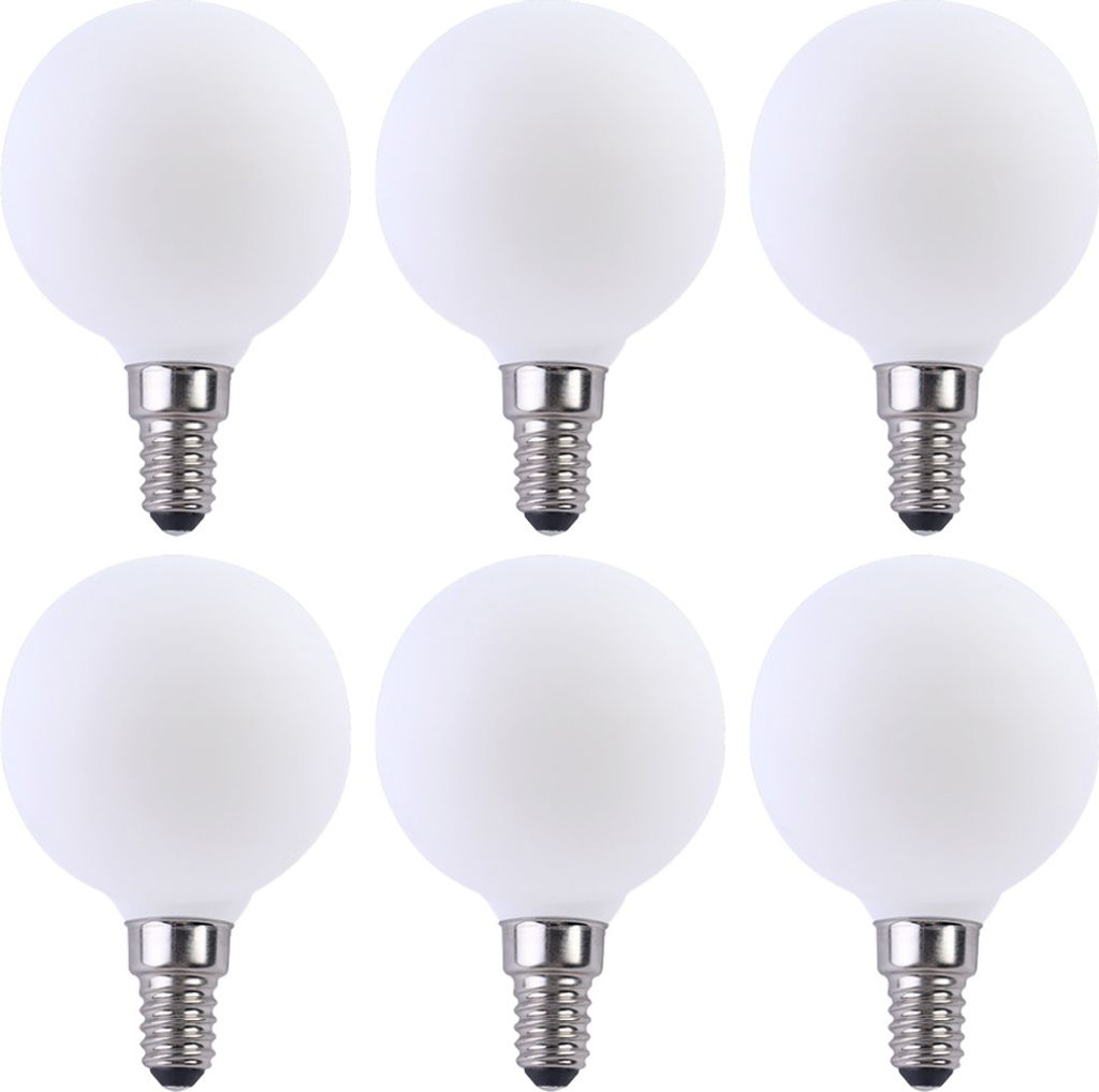 6 x LED Filament Leuchtmittel Globe G60 4W = 33W E14 opal Produktbild 