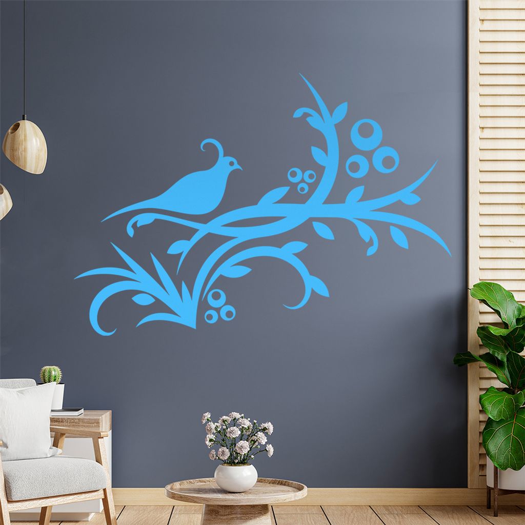 Vogel Ranke Blüte Wandtattoo in 6 Größen - Wandaufkleber Wall Sticker - Dekoration, Küche, Wohnzimmer, Schlafzimmer, Badezimmer