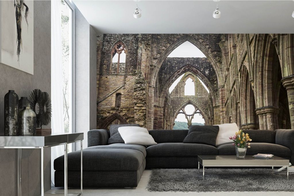 Vlies Fototapete TINTERN ABTEI RUINEN 375 x 250 cm (inkl. Kleister) - Vlies Tapete, Wandtapete, Wandbilder - Tapete für Wohnzimmer Schlafzimmer, B...