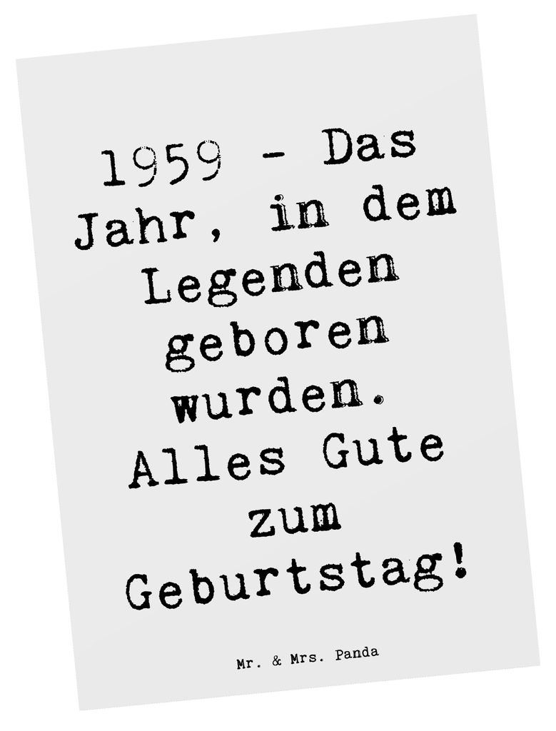 Mr. & Mrs. Panda Postkarte Spruch 1959 Geburtstag - Weiß - Geschenk, Happy Birthday, Alter, Postkarten, Ansichtskarten, besondere Geburtstagsglüc...