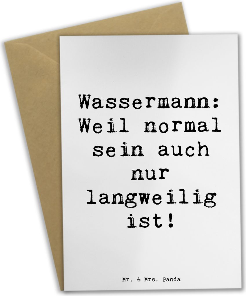 Mr. & Mrs. Panda Glückwunschkarte Spruch Wassermann Unikat - Weiß - Geschenk, weihnachtskarten, Exzentrizität, Tierkreiszeichen, Kreativität, U...