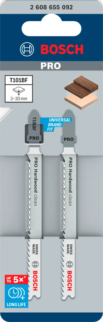 Lama per seghetto alternativo PRO Hardwood clean T101BF, 100 mm, 2 pz.