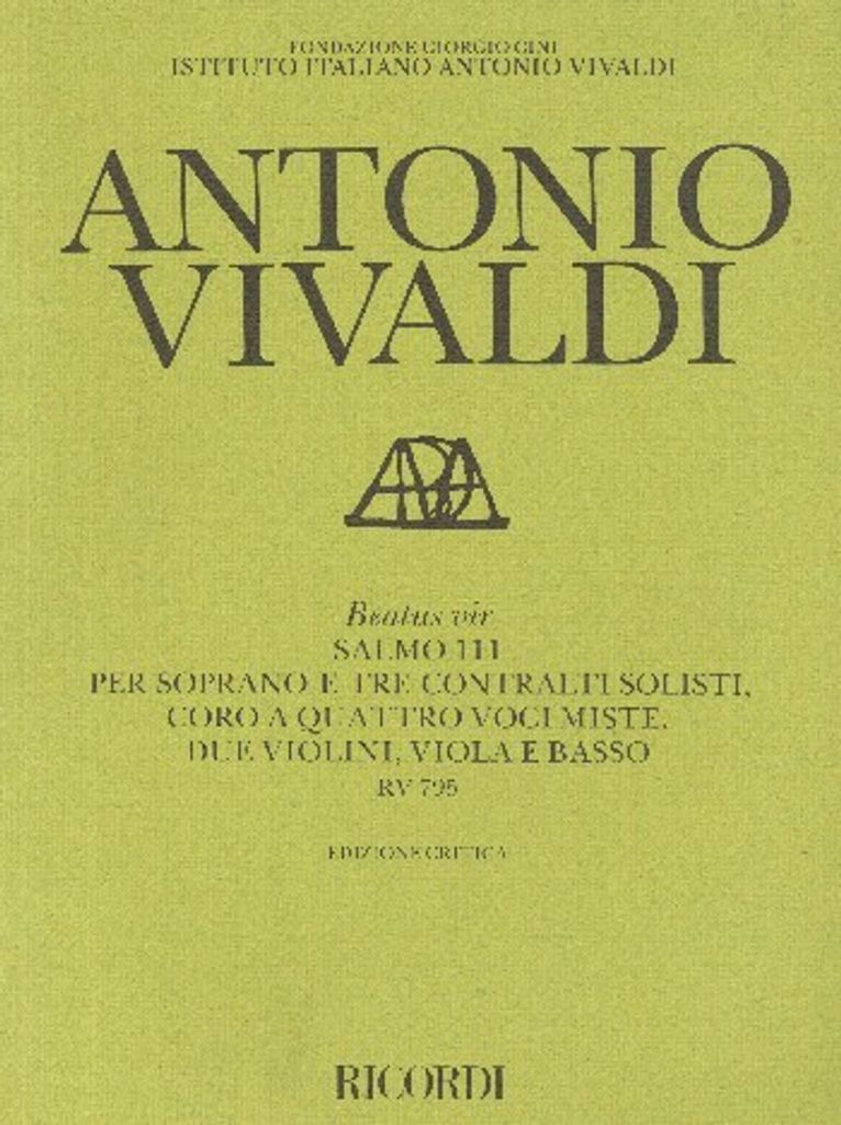 Beatus vir RV795 für Soli, gem Chor, 2 Violinen, Viola und Bc Partitur