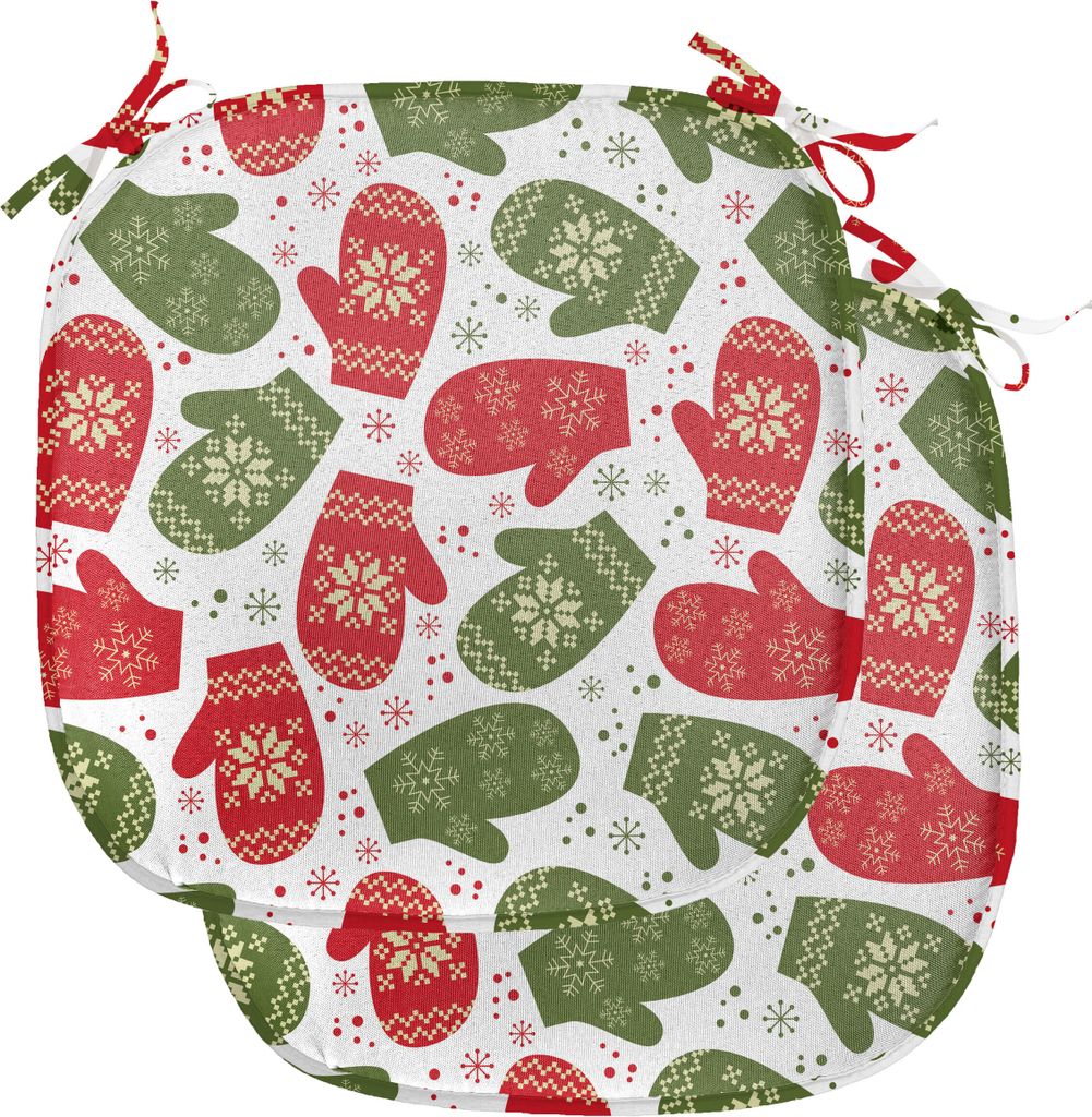 ABAKUHAUS Weihnachten Polster für Esszimmerstühle, Winter Fäustling Nordic, Dekoratives wasserfestes Kissen mit Riemen für Küchensitze, 40 cm ...