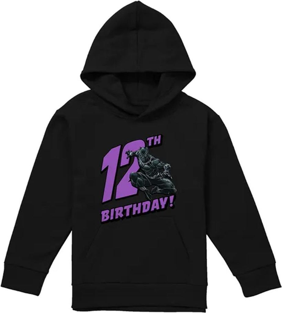 Black Panther - Kapuzenpullover für Kinder, 12er Geburstag TV24170 (128) (Schwarz)