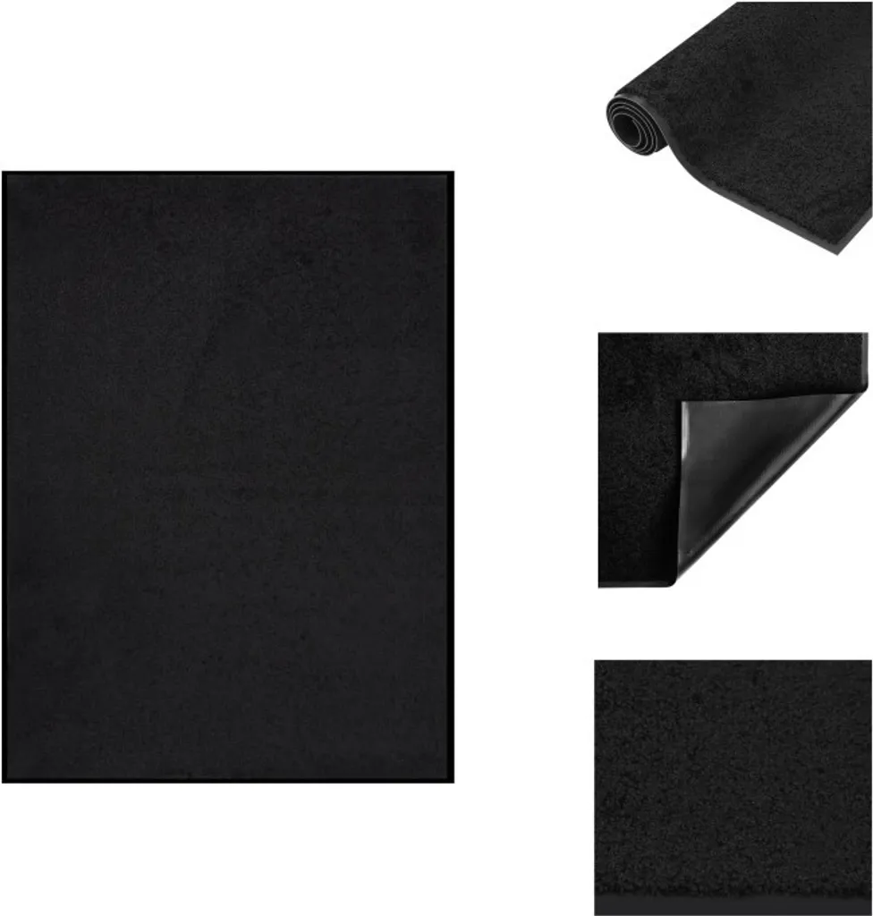 Paillasson noir 60x80 cm - Tapis absorbant haute densité pour l'entrée