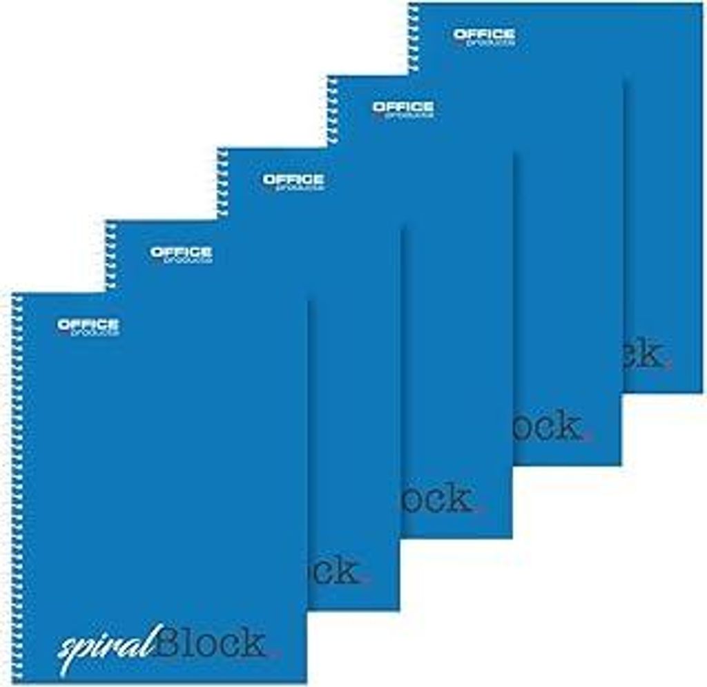 OFFICE PRODUCTS Spiral-Notizblock A5 Kariert / 5er Packung - 5 Stück / 80 Blatt / 160 Seiten/Notizbuch Spiralblock Collegeblock/Notizblock mit Spi...